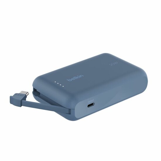 Belkin BoostCharge 10k power bank met ge&iuml;ntegreerdeUSB-C kabel blauw