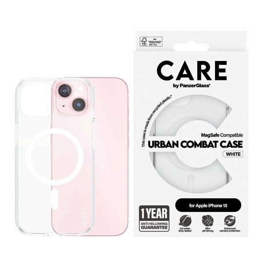 PanzerGlass CARE Urban Combat MagSafe iPhone 15 hoesje transparant