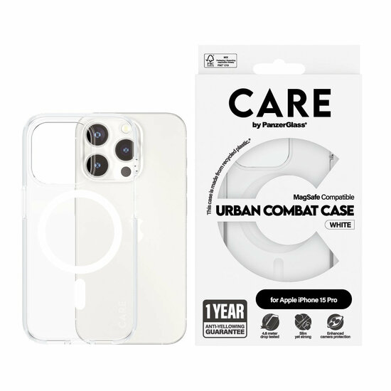 PanzerGlass CARE Urban Combat MagSafe iPhone 15 Pro hoesje transparant