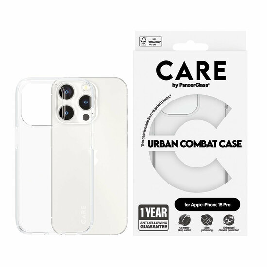 PanzerGlass CARE iPhone 15 Pro hoesje transparant