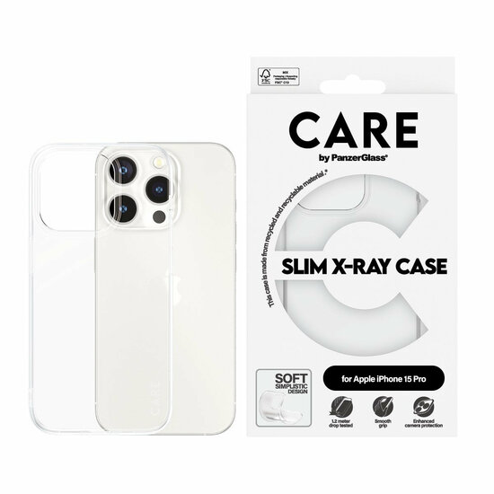 PanzerGlass CARE X-Ray flexibel iPhone 15 Pro hoesje doorzichtig