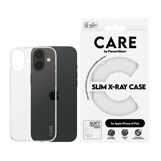 PanzerGlass CARE X-Ray flexibel iPhone 16 Plus hoesje doorzichtig