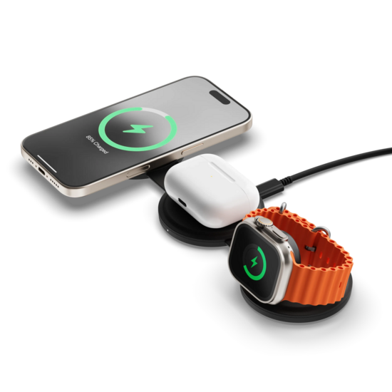 Satechi On-the-Go Qi2 MagSafe 3 in 1 oplader zwart