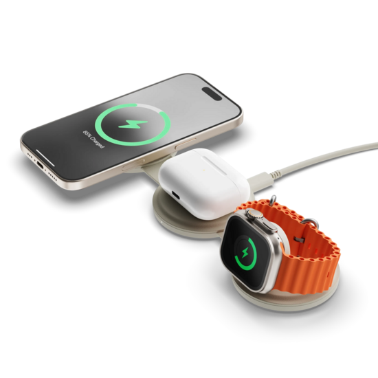 Satechi On-the-Go Qi2 MagSafe 3 in 1 oplader beige