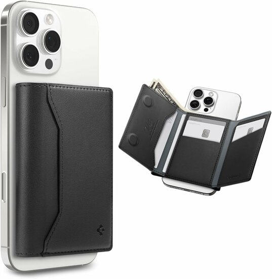 Spigen Valentinus S MagSafe kaarthouder wallet zwart
