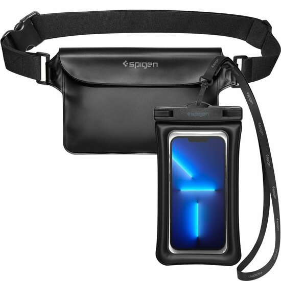 Spigen AquaShield A621 waterdicht heuptasje + universeel telefoonhoesje set