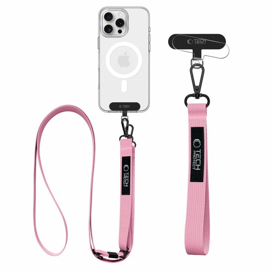 TechProtection Rope universeel crossbody draagkoord voor elke telefoon roze