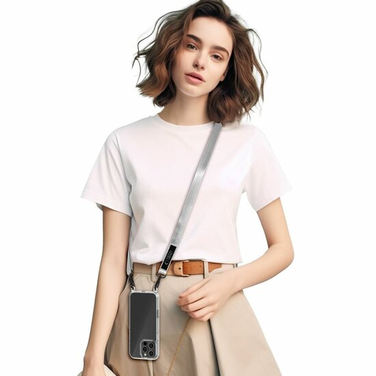TechProtection Rope universeel crossbody draagkoord voor elke telefoon grijs