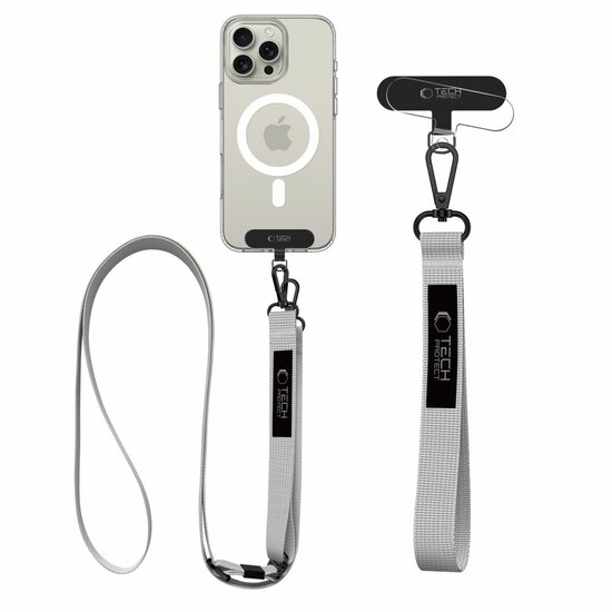 TechProtection Rope universeel crossbody draagkoord voor elke telefoon grijs
