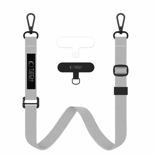 TechProtection Rope universeel crossbody draagkoord voor elke telefoon grijs