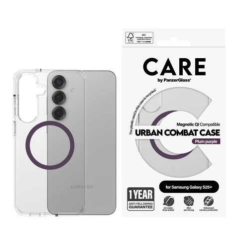 PanzerGlass CARE Urban Combat MagSafe Galaxy S25+ Plus hoesje doorzichtig paars