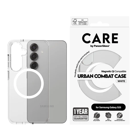 PanzerGlass CARE Urban Combat MagSafe Galaxy S25 hoesje doorzichtig wit