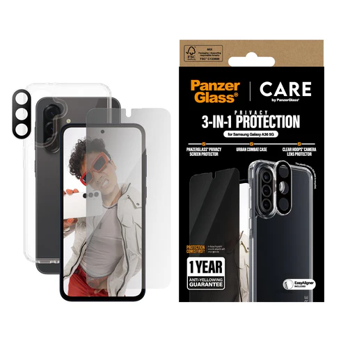 PanzerGlass CARE 3 in 1 Galaxy A36 privacy bundel hoesje screen en camera protector