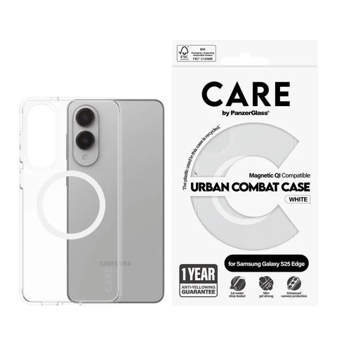 PanzerGlass CARE Urban Combat MagSafe Galaxy S25 Edge hoesje doorzichtig wit