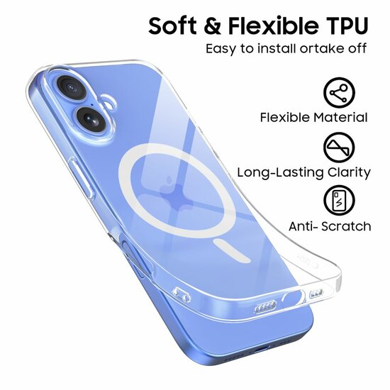 TechProtection Flex MagSafe iPhone 16 hoesje transparant