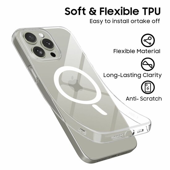 TechProtection Flex MagSafe iPhone 15 Pro hoesje transparant