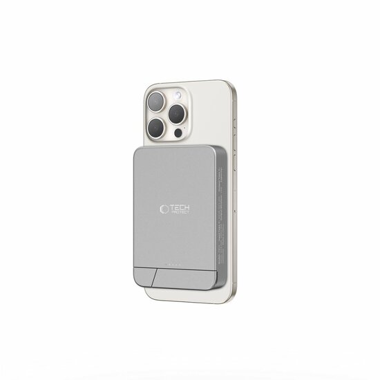TechProtection MagSafe draadloze powerbank met stand 10000 mAh grijs