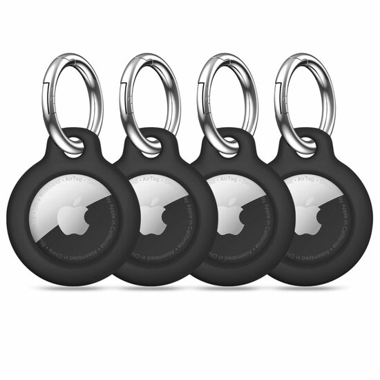 TechProtection stevige AirTag sleutelhanger zwart 4 pack