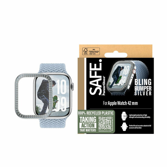 PanzerGlass Bling Bumper Apple Watch 42 mm hoesje zilver