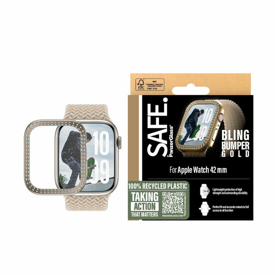 PanzerGlass SAFE Bling Bumper Apple Watch 42 mm hoesje goud
