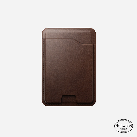 Nomad Horween Leather MagSafe wallet hoesje met Find My tracker bruin