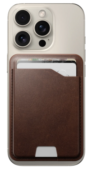 Nomad Leather MagSafe wallet hoesje met Find My tracker bruin