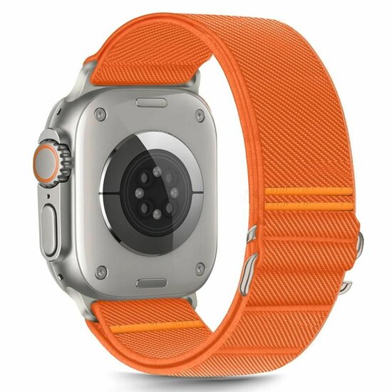 TechProtection Nylon slip Apple Watch 49 / 46 / 45 / 44 mm bandje oranje