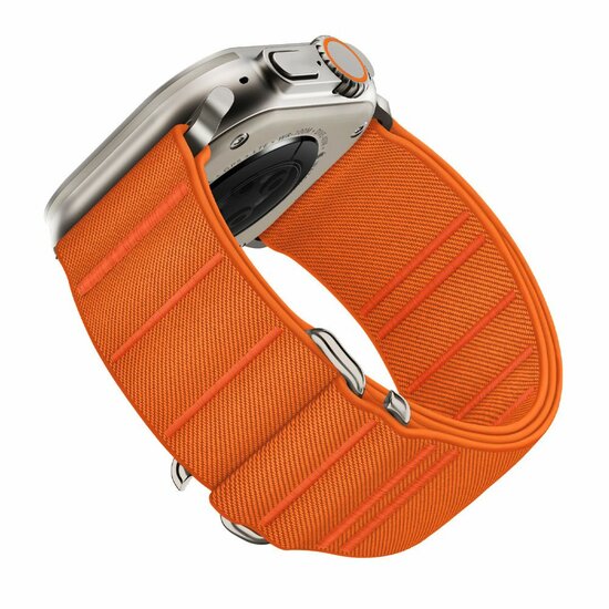 TechProtection Nylon slip Apple Watch 49 / 46 / 45 / 44 mm bandje oranje