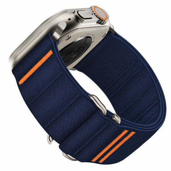 TechProtection Nylon slip Apple Watch 49 / 46 / 45 / 44 mm bandje navy