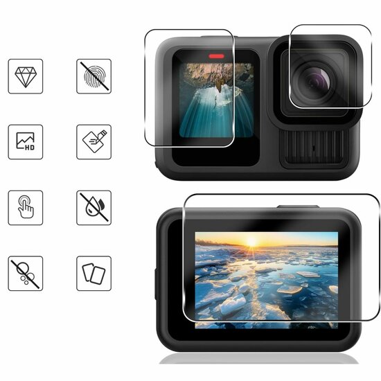 TechProtection Glas GoPro Hero 9 / 10 / 11 / 12 screenprotector set