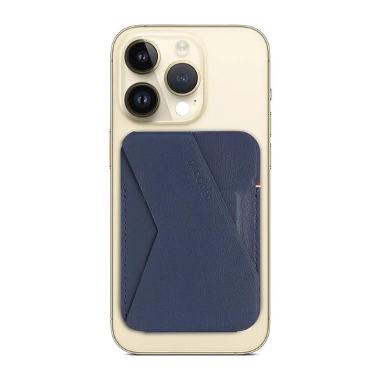 Decoded leren MagSafe wallet kaarthouder en stand navy
