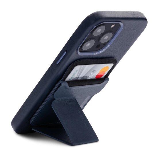 Decoded leren MagSafe wallet kaarthouder en stand navy