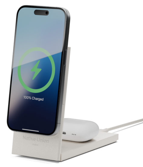 Native Union Rise 2 in 1 MagSafe Qi2 oplader sandstone