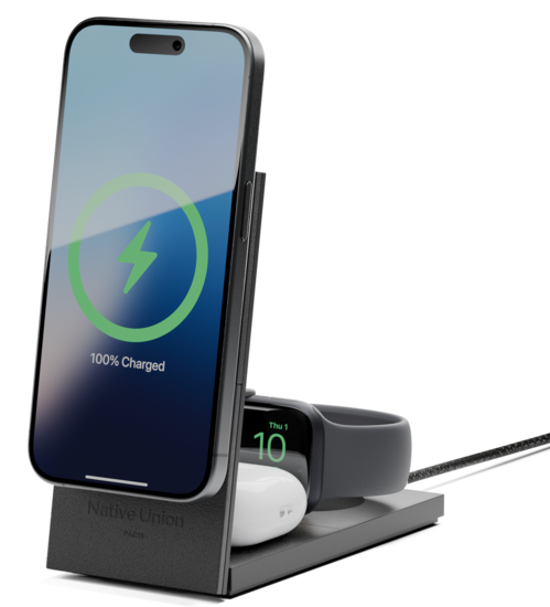 Native Union Rise 3 in 1 MagSafe Qi2 oplader zwart