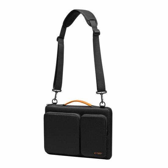 TechProtection Defender MacBook 15 / 16 inch sleeve laptop tas zwart / oranje
