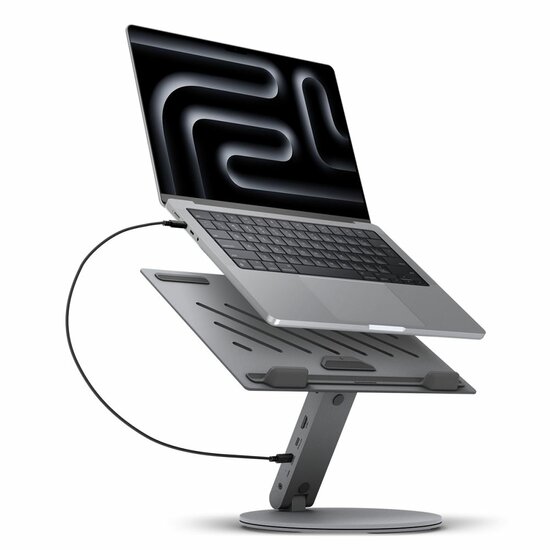 Spigen LD204H aluminium laptop stand met USB-C hub