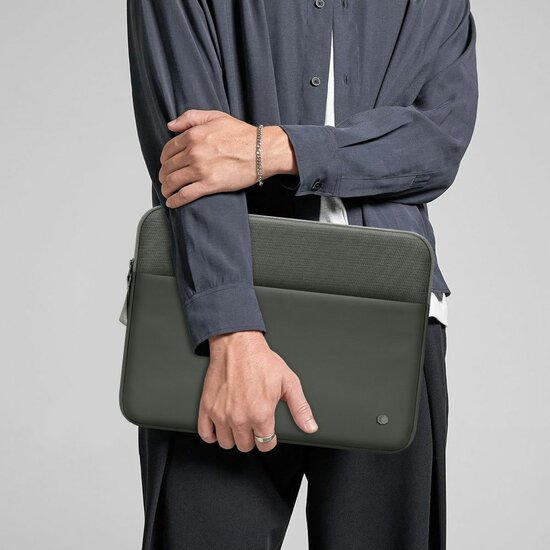 TechProtection Zipper MacBook 13 / 14 sleeve groen