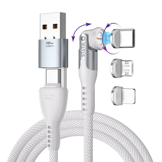 Statik 360 Pro universeel magnetische kabel 200 cm wit