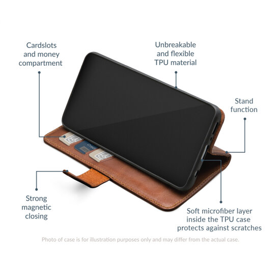 Mobilize leren Wallet iPhone 17 Air hoesje bruin