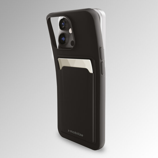 Mobilize Rubber Gelly Card iPhone 17 hoesje zwart
