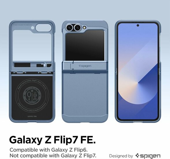Spigen Tough Armor Pro Mag MagSafe Galaxy Z Flip 7 FE hoesje blauw