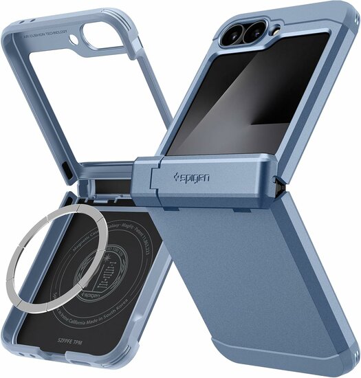 Spigen Tough Armor Pro Mag MagSafe Galaxy Z Flip 7 FE hoesje blauw