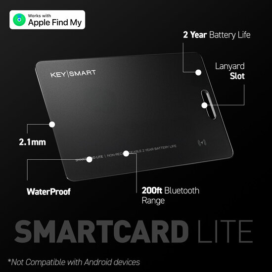 KeySmart SmartCard Lite Find My Wallet tracker zwart