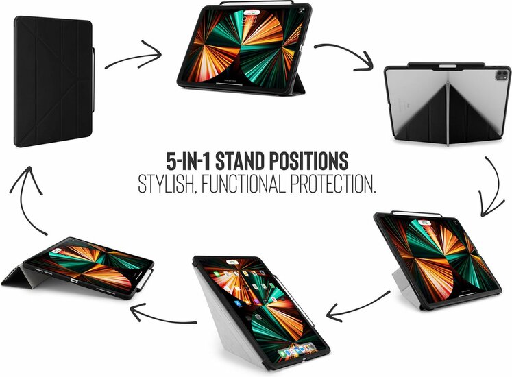 Pipetto Origami Pencil iPad Pro 2022 / 2021 12,9 inch hoesje zwart