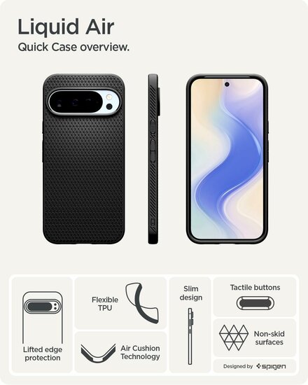 Spigen Liquid Air Google Pixel 10 Pro XL hoesje zwart