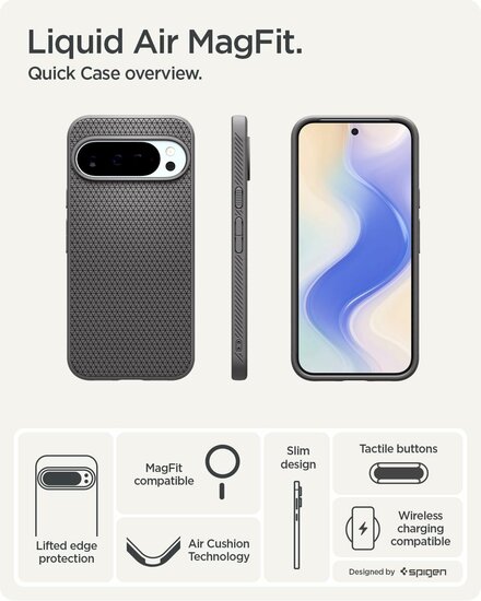 Spigen Liquid Air MagSafe Google Pixel 10 Pro XL hoesje grijs