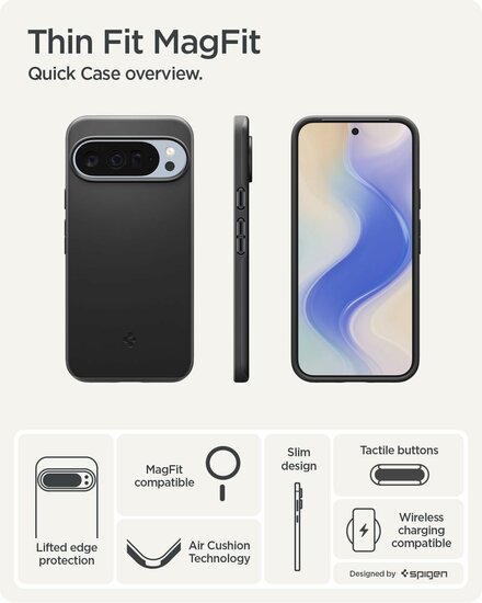 Spigen Thin Fit MagSafe Google Pixel 10 Pro XL hoesje zwart