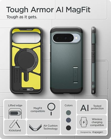 Spigen Tough Armor MagSafe Google Pixel 10 / Google Pixel 10 Pro hoesje groen