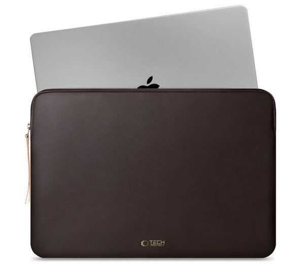 TechProtection Fleece MacBook 13 / 14 inch sleeve donkerbruin