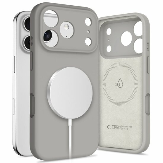 TechProtection Silicone MagSafe iPhone 17 Pro hoesje grijs